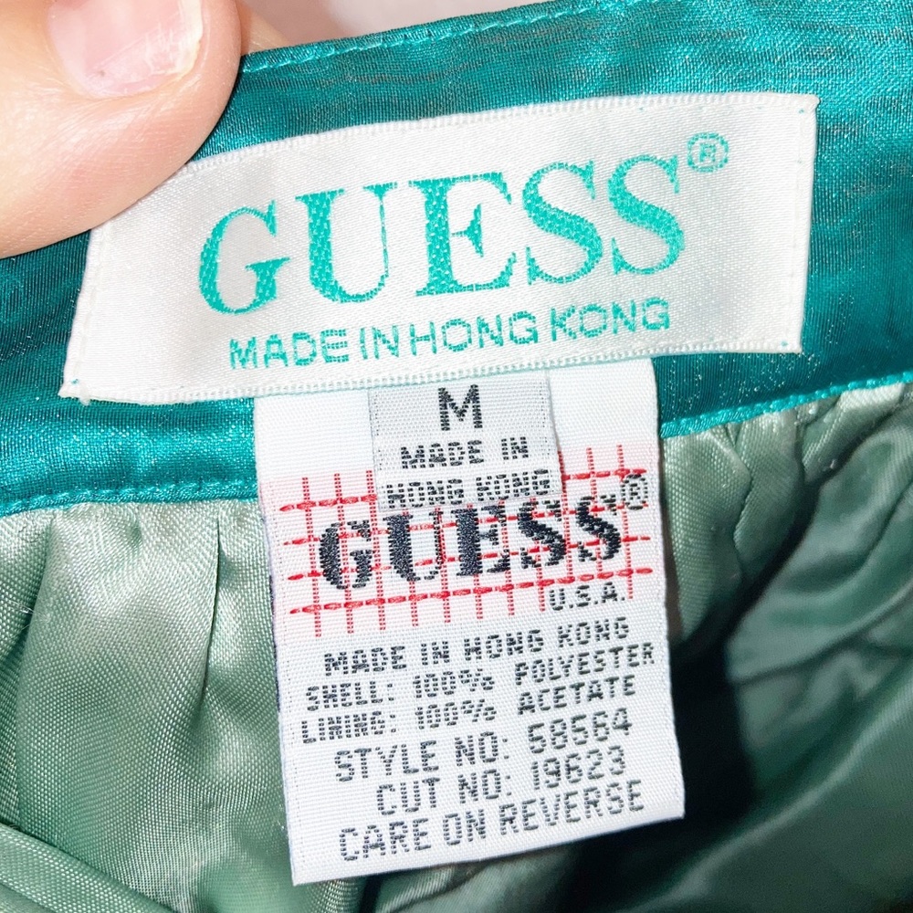 VTG NWOT 1990s GUESS Organza Mini Skirt TURQUOISE SZ: X-Small - Picture 2 of 8